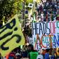 More than 9,000 people turned out to join the anti-G7 march which went from Hendaye in France to Irun in northeastern Spain