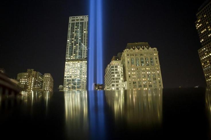 The "Tribute in Light" memorial on September 11, 2014 in New York City, on the 13th anniversary of the terrorist attacks that killed nearly 3,000 people at the World Trade Center, Pentagon and on Flight 93