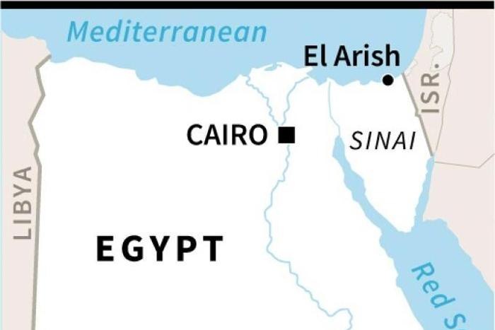 Map of Egypt locating El-Arish, near where seven police officers have been killed in a jihadist attack