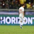 Japan's Takefusa Kubo reacts after drawing 1-1 with Ecuador and thus failing to reach the quarter-finals of the Copa America