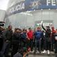 Members of the Federal Police demonstrate outside the Federal Police headquarters in Mexico City on July 3, 2019 against the annexion of the force to the newly inaugurated National Guard
