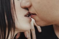 Close up of Middle Eastern couple kissing