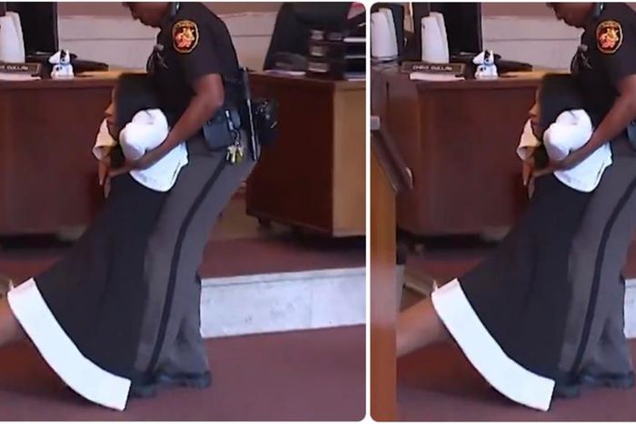 Chaos in courtroom as female judge is sentenced and dragged on the floor to prison (video)