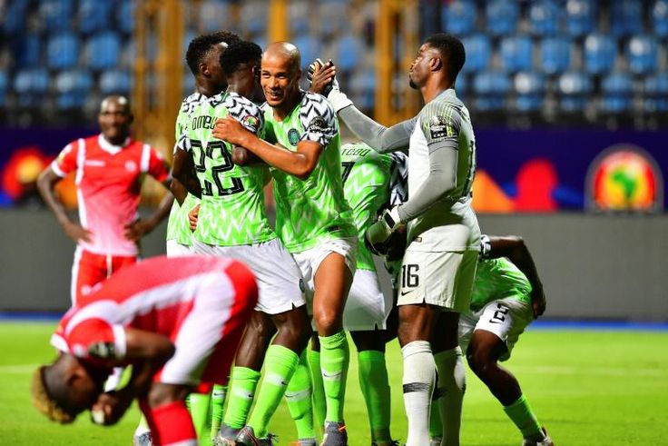 Nigeria celebrating their win over Burundi