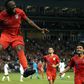 American Jozy Altidore celebrates after scoring during the second half of the CONCACAF Gold Cup match against Panama