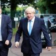 Johnson (R) was accompanied by Britain's Northern Ireland Secretary Julian Smith (L) on his visit to Belfast