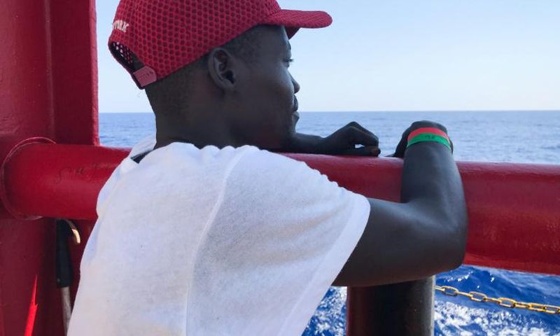 Djibril, a 24-year-old migrant from Chad, is one of more than 350 people who have been rescued in the Mediterranean by the Ocean Viking since Friday