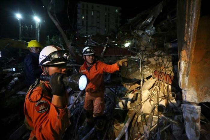 The building went down before sunrise on Saturday in the casino-resort coastal town of Sihanoukville