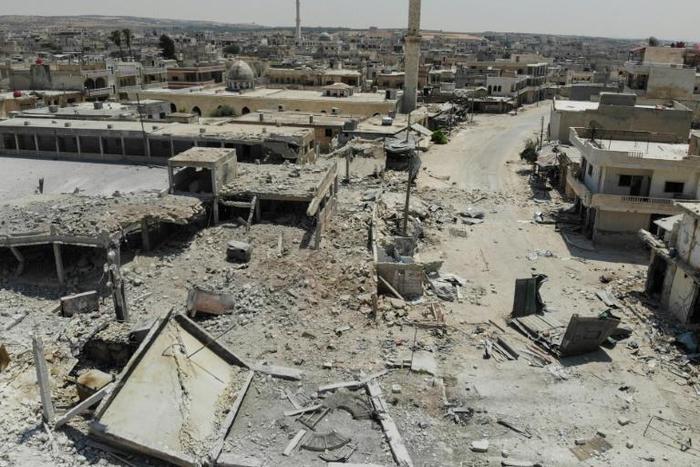 Towns in Idlib such as Khan Sheikhun have been devastated by the fighting