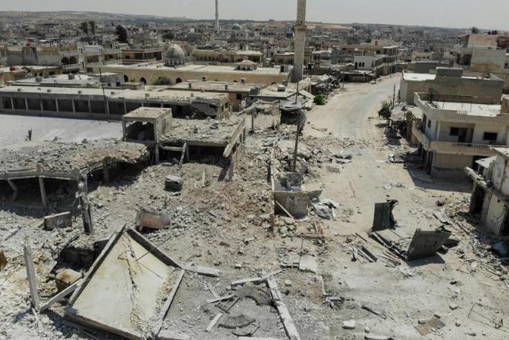 Towns in Idlib such as Khan Sheikhun have been devastated by the fighting