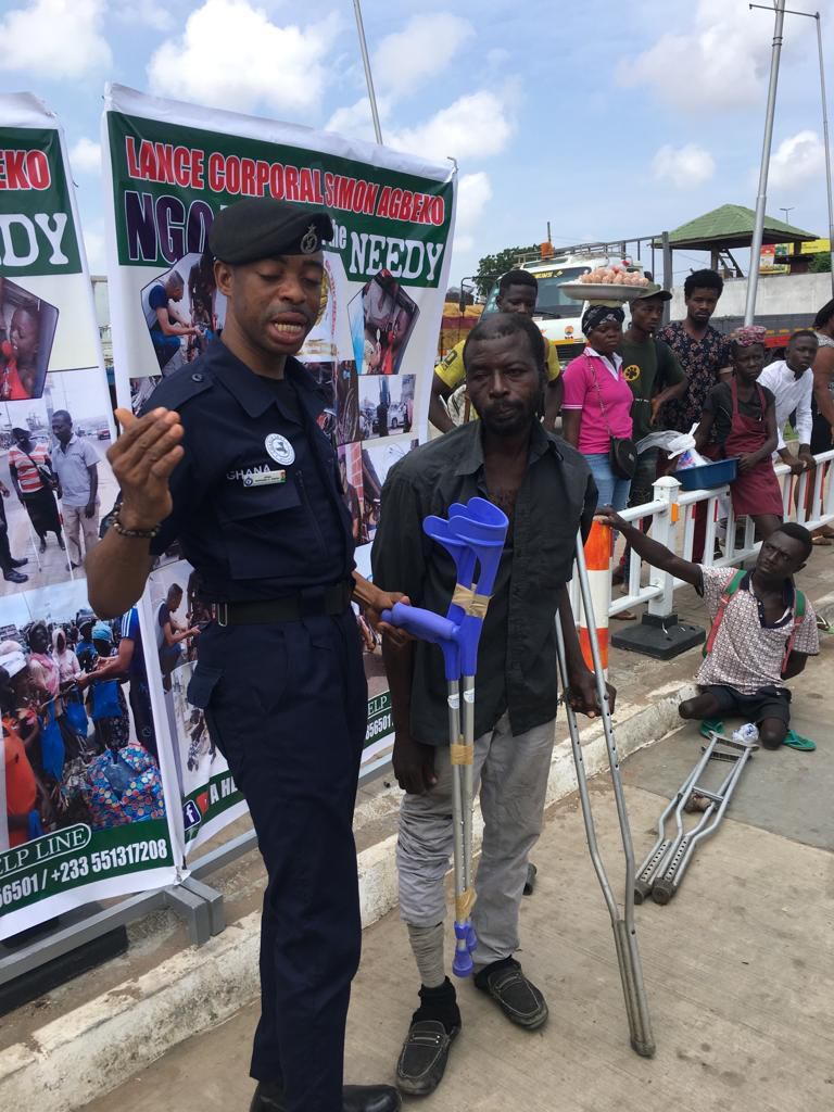 Lance Corporal Agbeko supports the physically challenged on the street