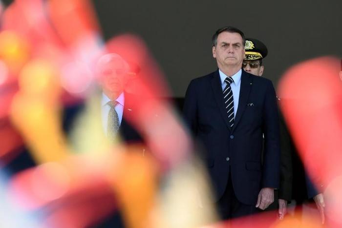 The far-right leader, in a July 31 2019 image, is an unapologetic admirer of the dictatorship, under which he served as an artillery officer, and has caused outrage by branding it a "glorious" time in Brazilian history