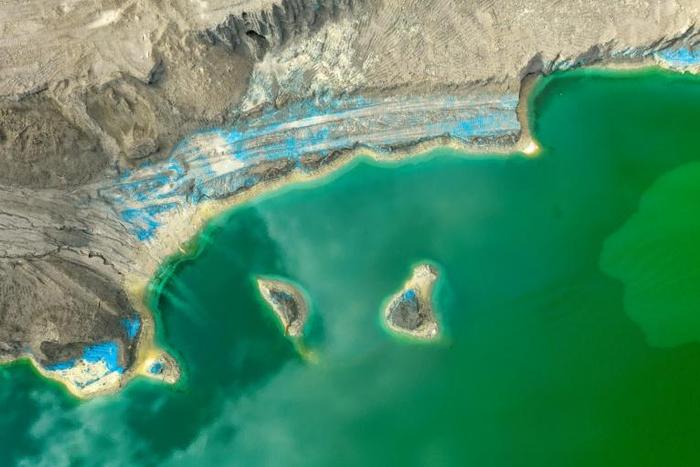 An aerial view of a tailings dam used to store mining waste, in this case from copper, belonging to the Minera Valle Central mining company, is pictured in Rancagua, Chile on May 31