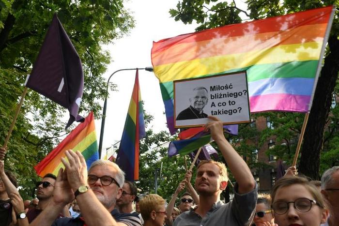 Protesters demand the resignation of Krakow Archbishop Marek Jedraszewski who stirred outrage by warning against an "LGBT plague" in Poland