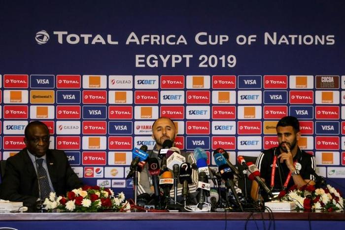 Algeria's coach Djamel Belmadi (C) warned not to take "these (smaller) teams lightly"