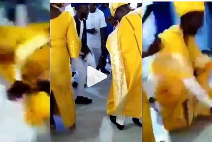 Groom falls during crazy dance at his wedding, pretends the fall was intentional (video)