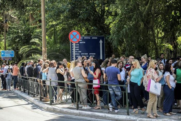 People rushed outside and gathered in the streets of Athens after the quake
