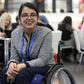 Nujeen Mustafa, a 20 year old Syrian with cerebral palsy, seen in 2016 in Frankfurt, Germany, where she traveled in a wheelchair with her family