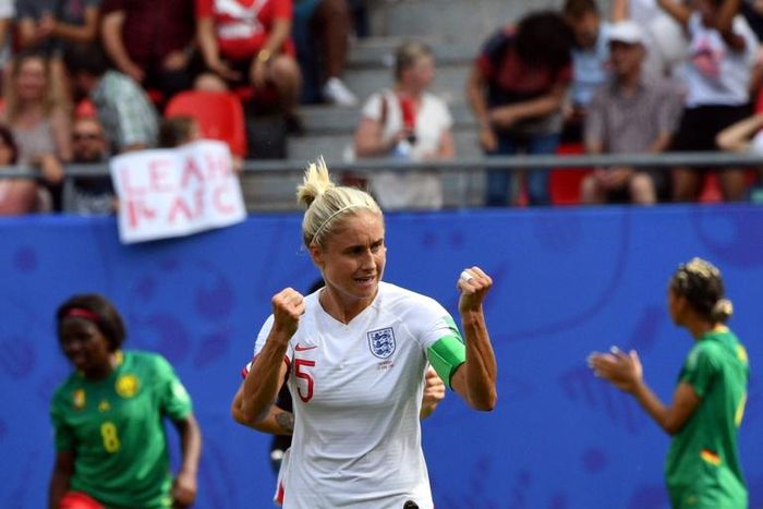 Captain Steph Houghton put England in front on their way to a 3-0 win over Cameroon in the last 16 of the women's World Cup