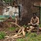 Teketel Memhiru sits by the ruins of his house, burned down during ethnic clashes at Cherqo village