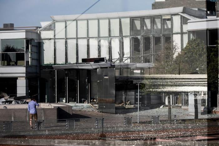The explosion smashed windows and tore apart the front of the tax office in Copenhagen