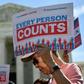 Protesters outside the Supreme Court demonstrate against adding a citizenship question to the US census