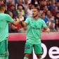 Eden Hazard celebrates scoring with teammate Karim Benzema