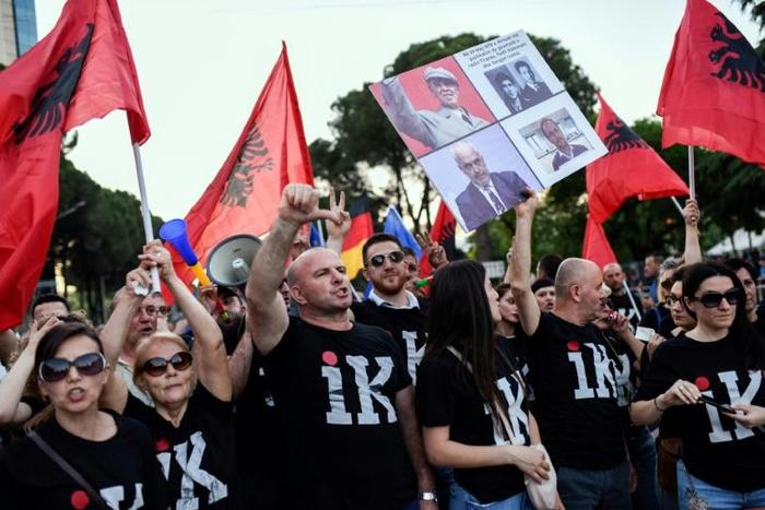 Albanian opposition supporters converged on the government headquarters last week after the ruling Socialists voted down a move by President Ilir Meta to scrap local elections