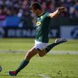 South Africa fly-half Handre Pollard kicks a penalty en route to scoring 31 points against Argentina in Salta last weekend