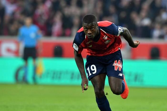 Ivory Coast forward Nicolas Pepe celebrates scoring for Lille in the French Ligue 1 last season