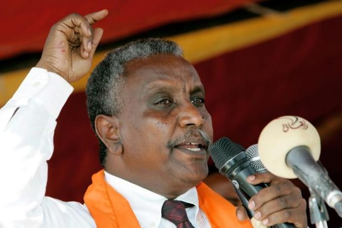 In this file photo taken on January 21, 2010 the Sudan People's Liberation Movement's Yasir Arman speaks in Khartoum