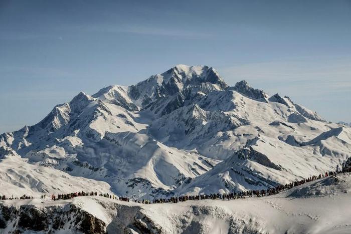 Mont Blanc is crawling with thousands of climbers during the summer months, aiming to reach the 4,810 metre summit