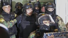 Jose Lopez (C), pictured in June 2016, has been sentenced to six years in prison for trying to hide $9 million in a convent