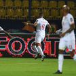 Benin's forward Mickael Pote (L) celebrates his second goal during the 2019 Africa Cup of Nations football match between Ghana and Benin