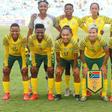 South Africa's players pose before the International friendly football match South Africa vs Jamaica at the Moses Mabhida stadium in Durban on April 7, 2019.