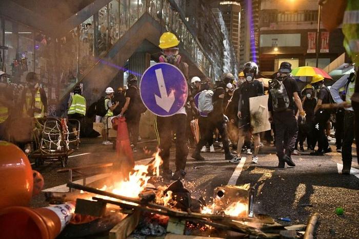 Sunday's clashes hit the shopping district of Causeway Bay