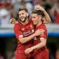 Liverpool's Welsh midfielder Harry Wilson celebrates scoring his team's third goal