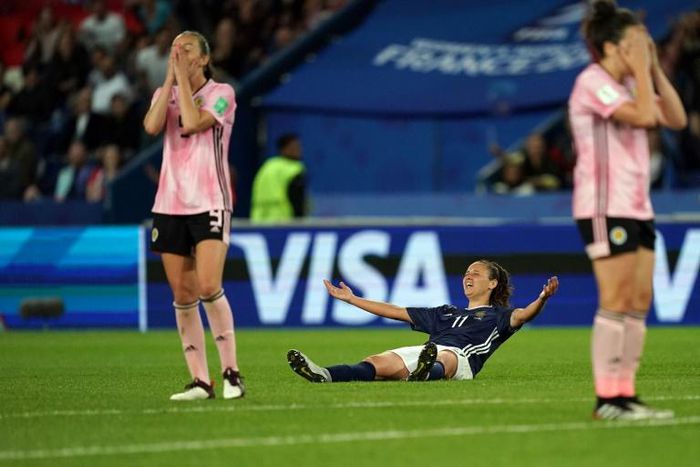 Florencia Bonsegundo was overjoyed after scoring. The Scots were stunned.
