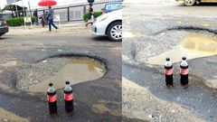 ‘Generous’ lawyer throws party for potholes in front of Zenith Bank for getting "bigger and deeper"