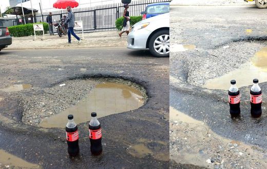 ‘Generous’ lawyer throws party for potholes in front of Zenith Bank for getting "bigger and deeper"