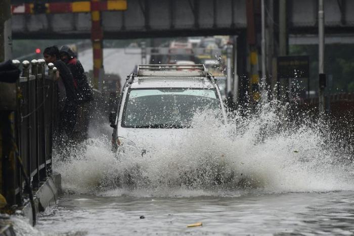 Many streets in India's financial hub of Mumbai were flooded by the mnonsoon downpour