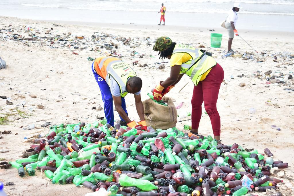 Plastics gathered to be collected