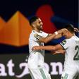 Riyad Mahrez celebrates scoring