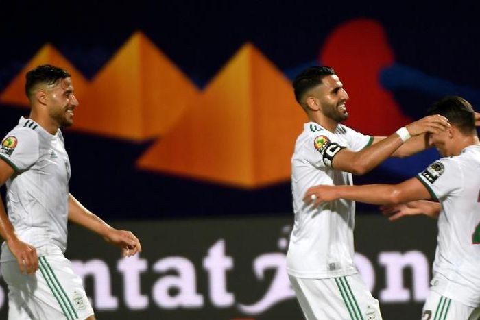 Riyad Mahrez celebrates scoring