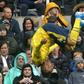 Arsenal striker Pierre-Emerick Aubameyang celebrates his winner at Newcastle