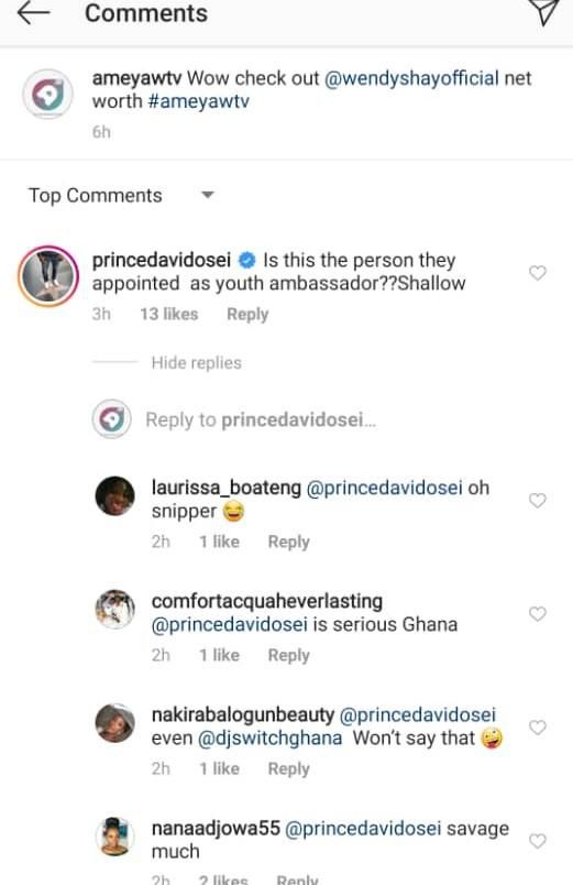 Screenshot of PDO's comment