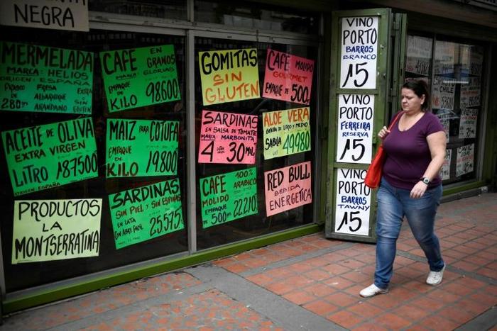 Ever changing prices at a Caracas store: inflation in Venezuela is expected to hit a staggering one million percent this year