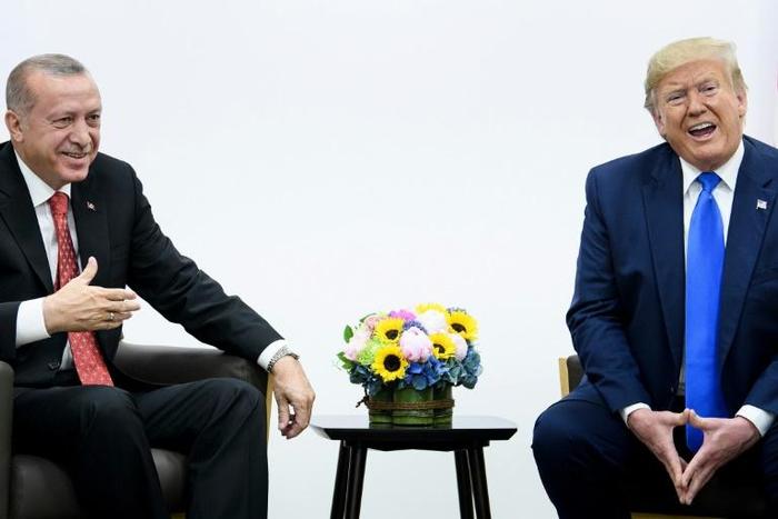 Turkey's President Recep Tayyip Erdogan and US President Donald Trump meet at the Group of 20 summit in Osaka in June 2019