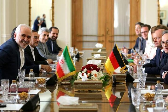 France and Germany have been at the forefront of efforts to keep the nuclear deal alive, with Berlin's top diplomat Heiko Maas, seen on the right, visiting Iran earlier this month