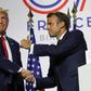 France's President Emmanuel Macron, right, with US President Donald Trump at the close of the G7 conference in Biarritz, France, on Monday